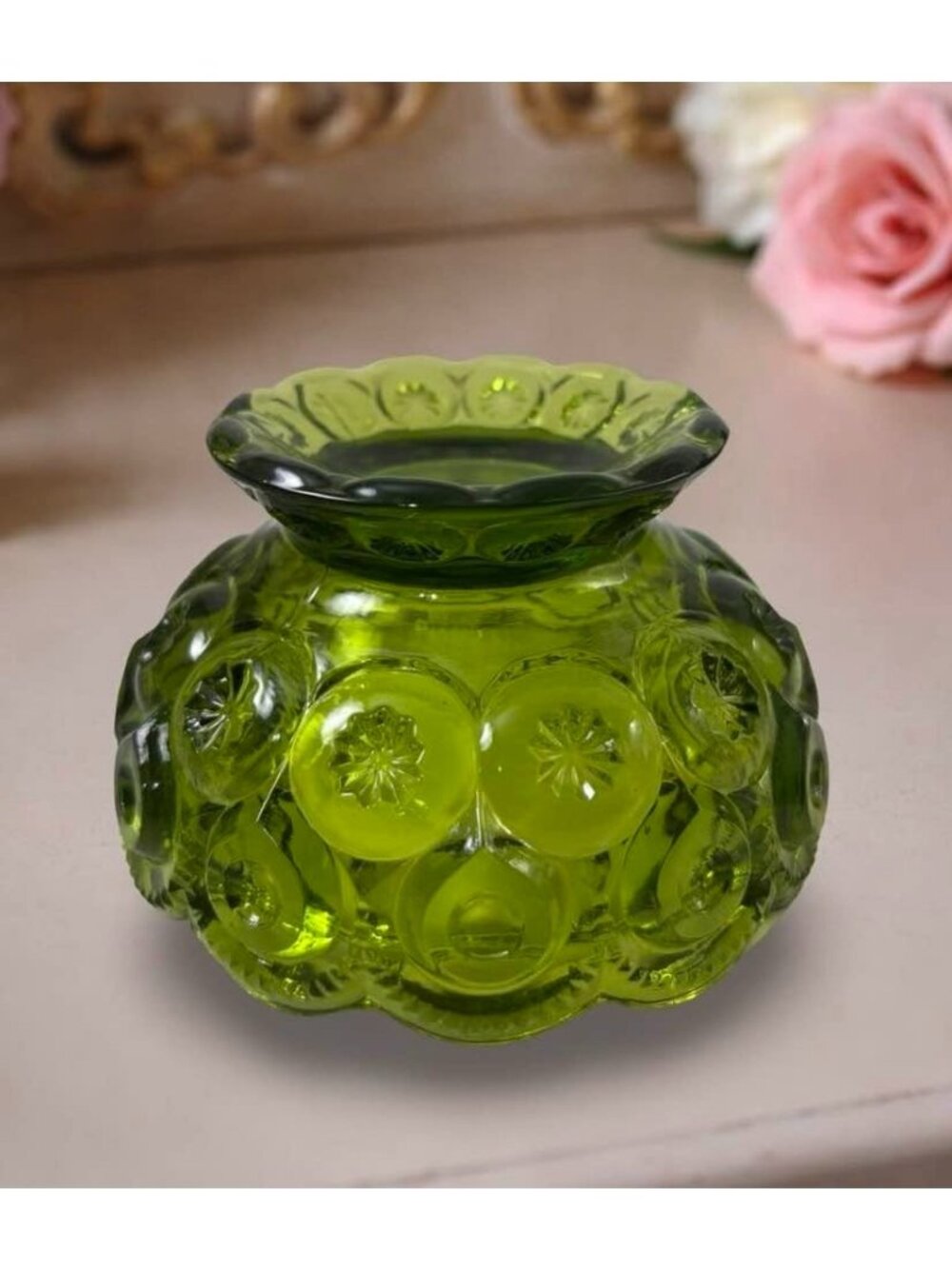 L E Smith Green Stars & Bars Glass Fairy Lamp Base Only - Picture 2 of 6